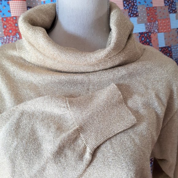 Vintage 1980s I. B. Diffusion Sparkly Gold Sweater Size Small - Picture 5 of 11